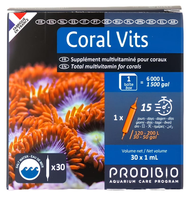 Prodibio Coral Vits, Multi-Vitamin Reef Supplement, Saltwater, 30/1 mL vials, 30 gal and up - Image 1